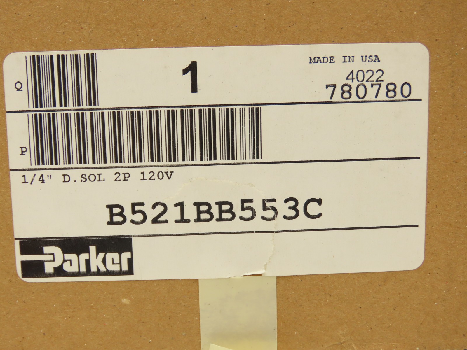 Parker B521BB553C Solenoid Air Control Valve 4 Way 2 Position 120VAC 1/4″ NPT