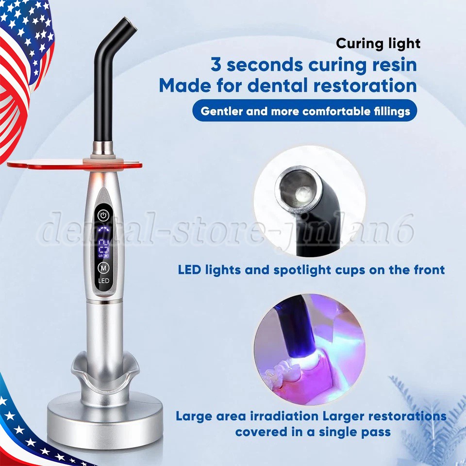 Dental Wireless Cordless LED Cure Curing Light Lamp 2000mw 5W Tool Resin Cure