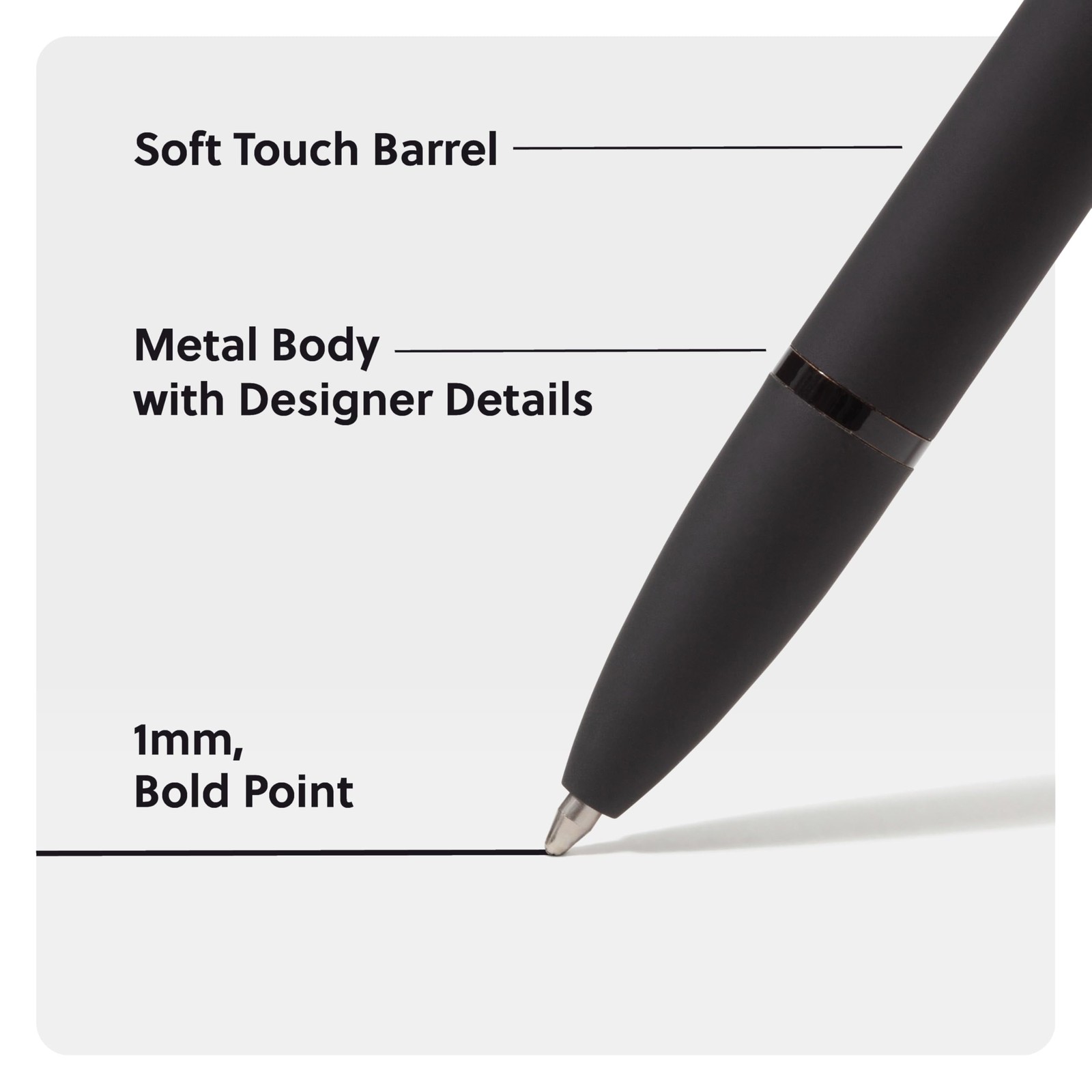 U Brands Midnight Monterey Ballpoint Pens, 4 Count, Black Office Product