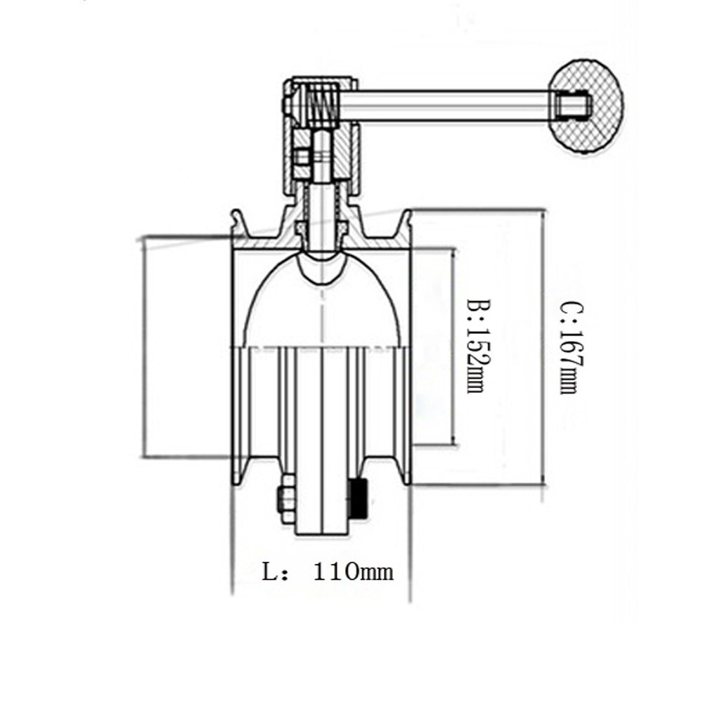 Sanitary Butterfly Valve 6Inch Tri Clamp Clover Tri Clamp Valve with Pull Handle