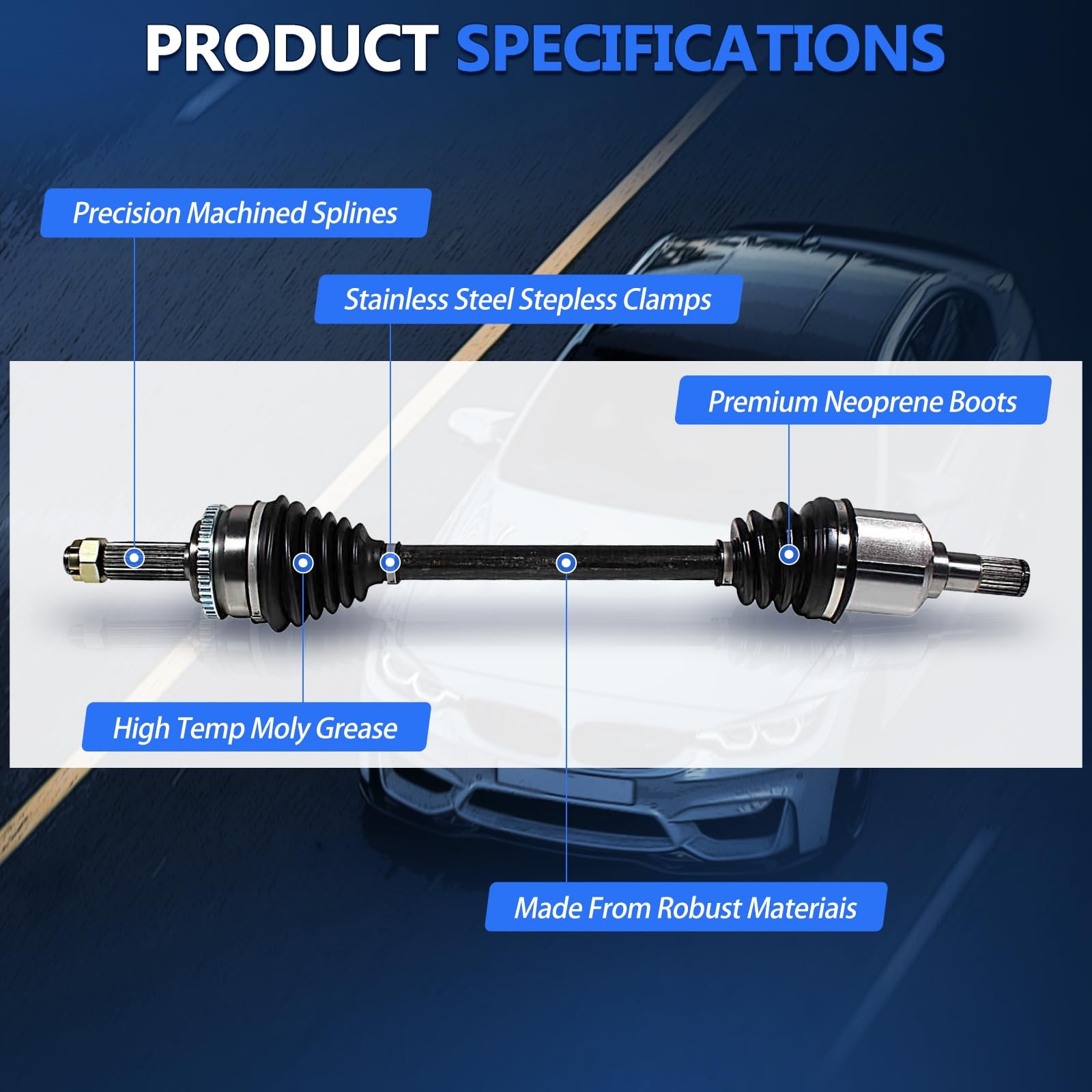 FWD CV Axle Shaft Assembly Front Right for 03-08 Hyundai Tiburon 2.0L 2.7L