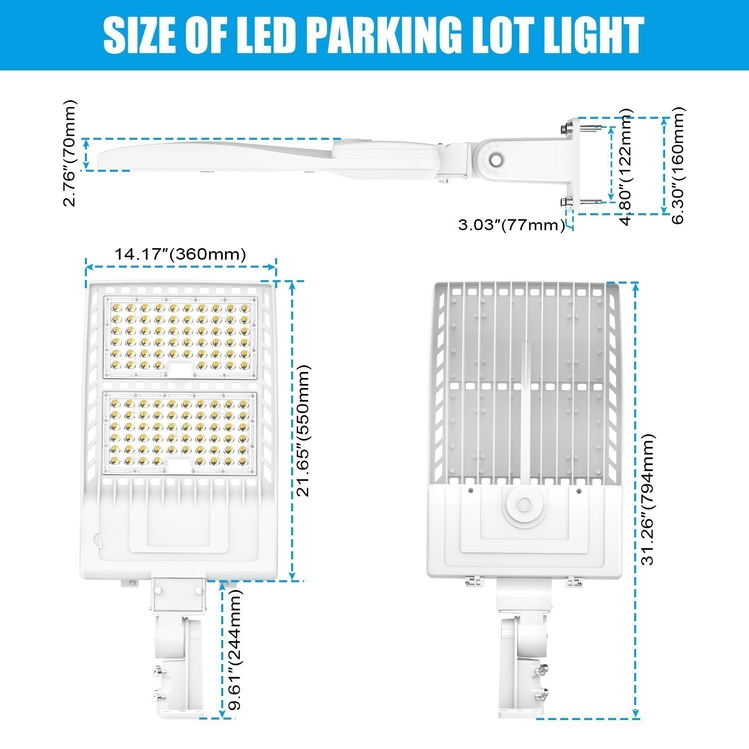 Dusk To Dawn LED Parking Lot Shoebox Wall Light 400W Outdoor Street Road Lamp