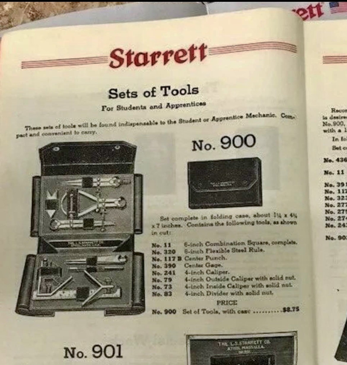Starrett S900 Apprentice Tool Set. Set of Tools. New