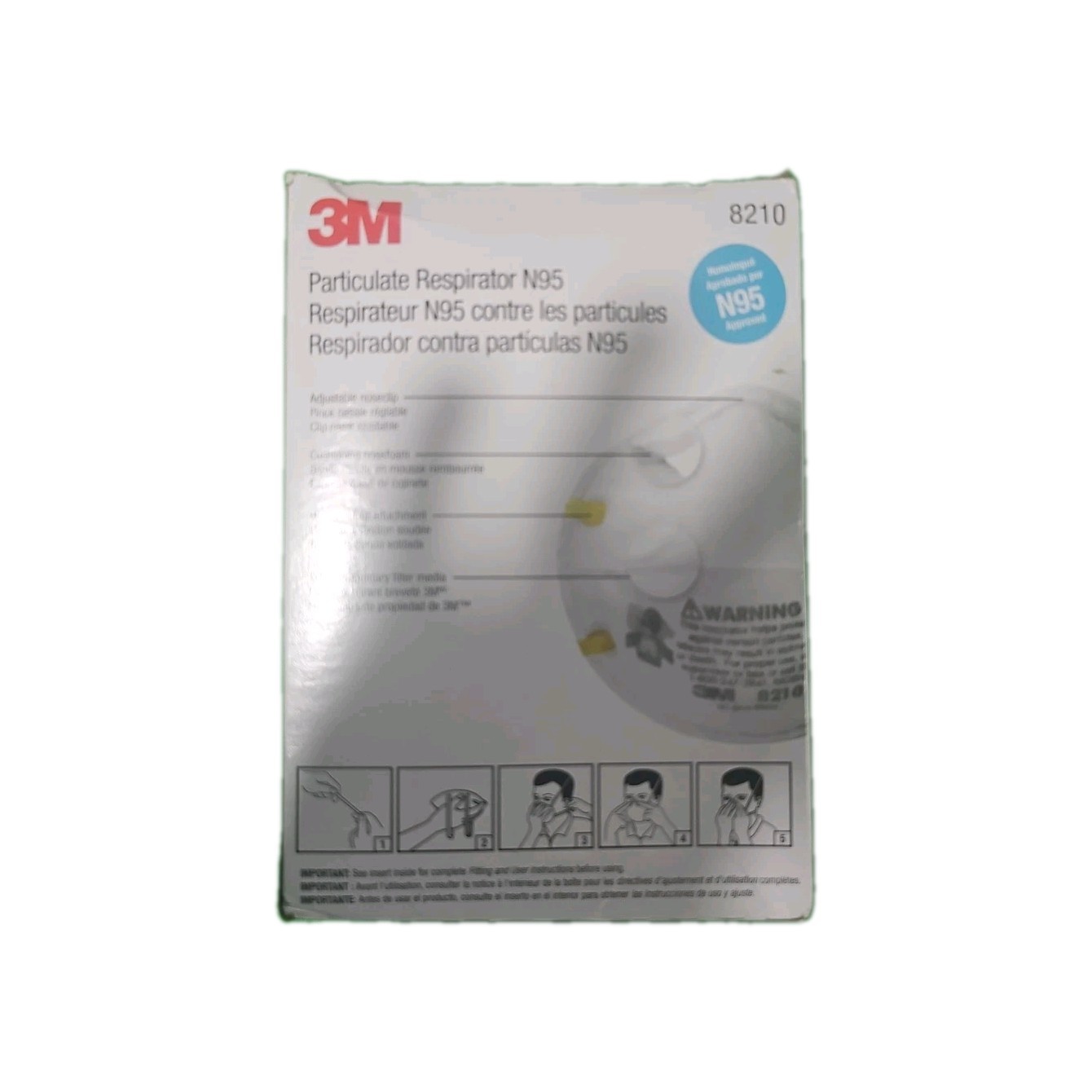3M 8210 N95 Particulate Respirator Mask Box of 20 EXP 04/2025 NIOSH