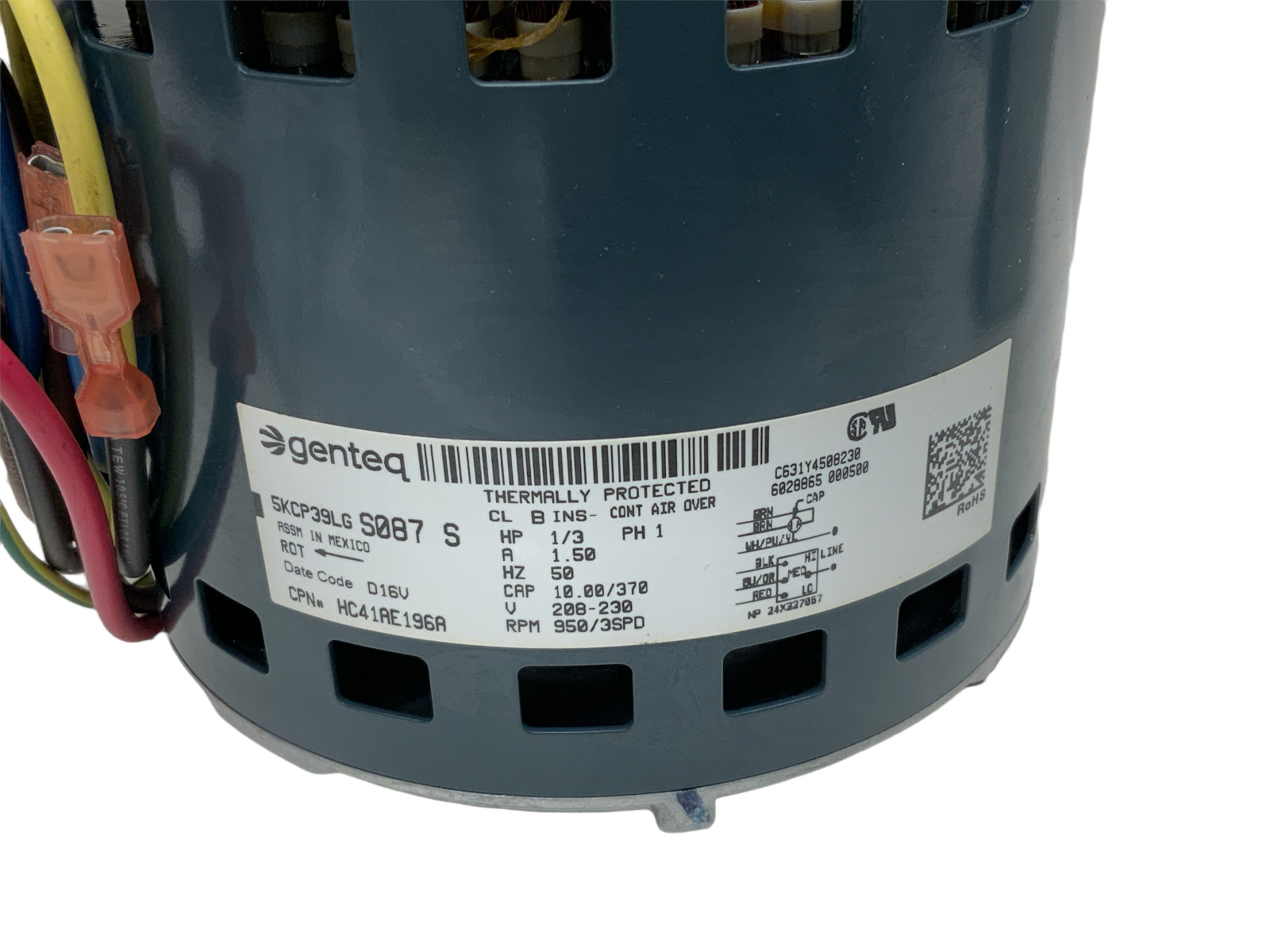 GENTEQ 1/3 HP 5KCP39LG BLOWER MOTOR 200-230V 950 RPM 1PH