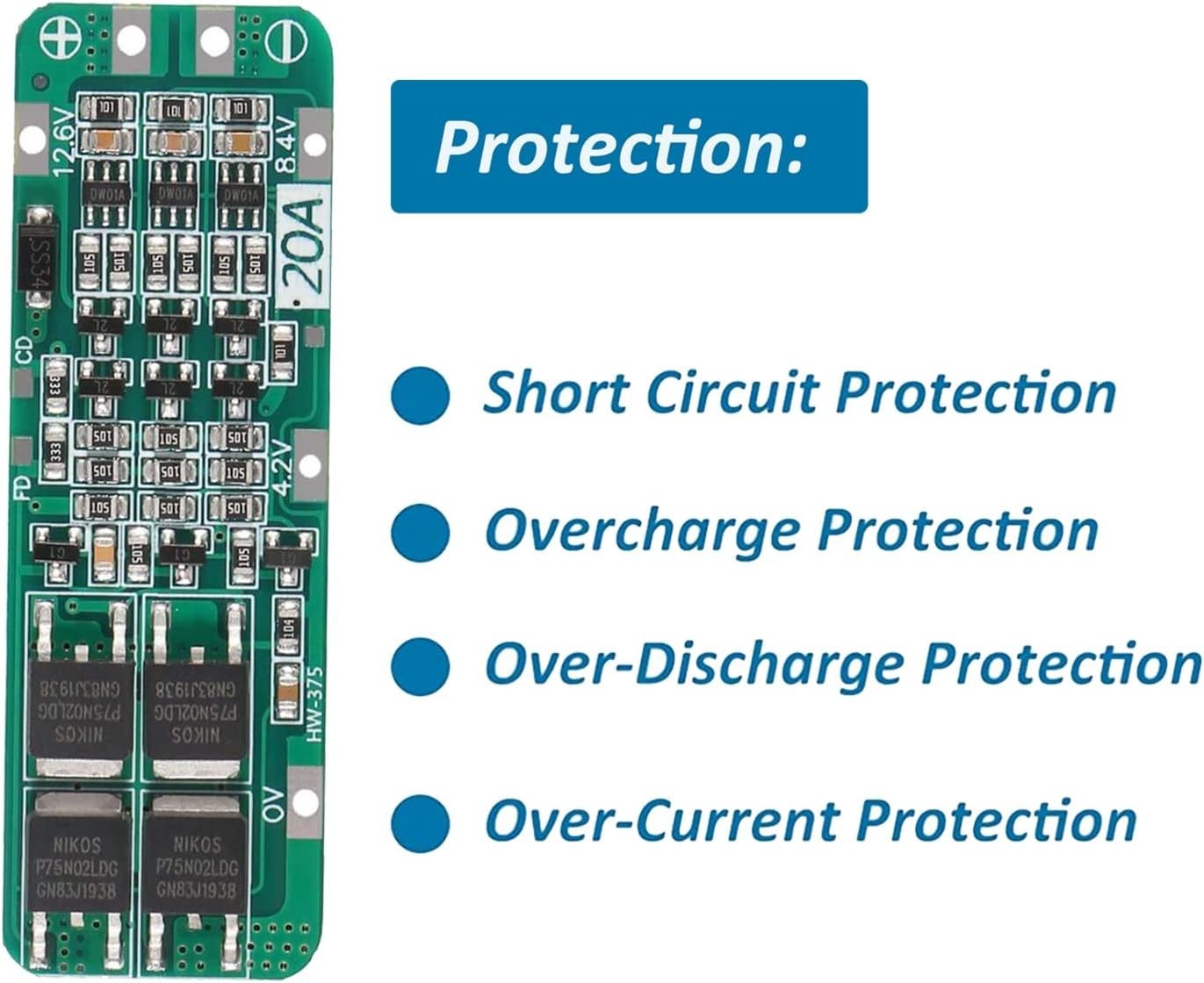 6Pcs 3S 20A BMS 18650 Li-Ion Lithium Battery Charger Module BMS Protection Board