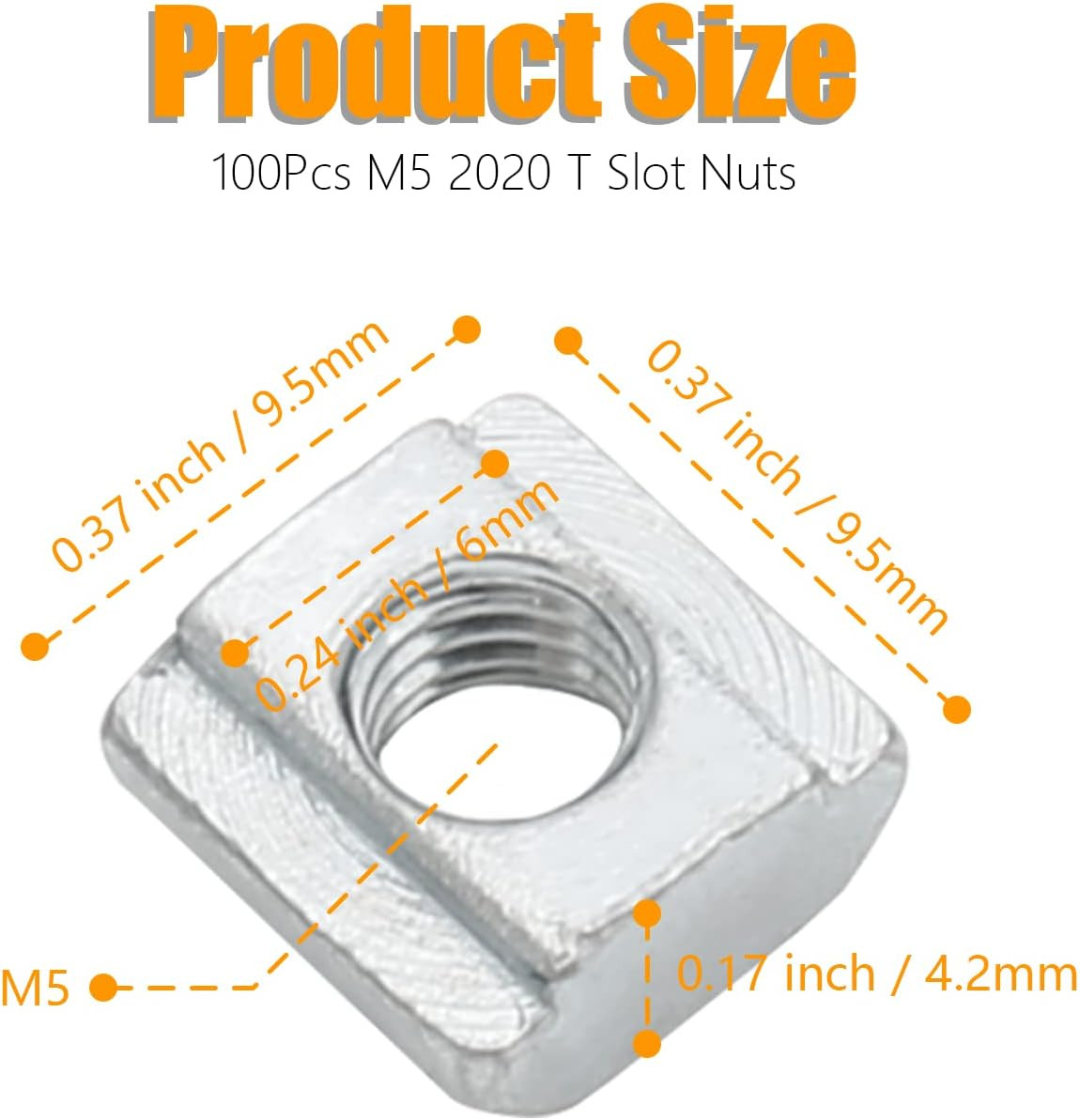 100Pcs M5 Slide in T Nut 2020 Aluminum Extrusion T Nuts, M5 Sliding T Nuts Tee S