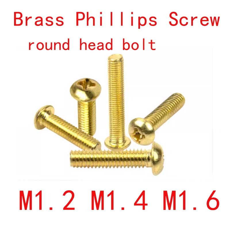 M1.2 M1.4 M1.6 Brass Phillips Screws Cross Socket Round Head Screw Thread Nails