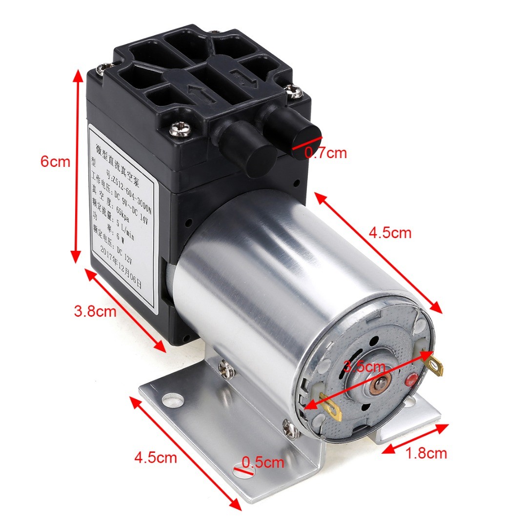 DC12V Mini Vacuum Pump Negative Pressure Suction Pump 5L/min 65kpa With Holder