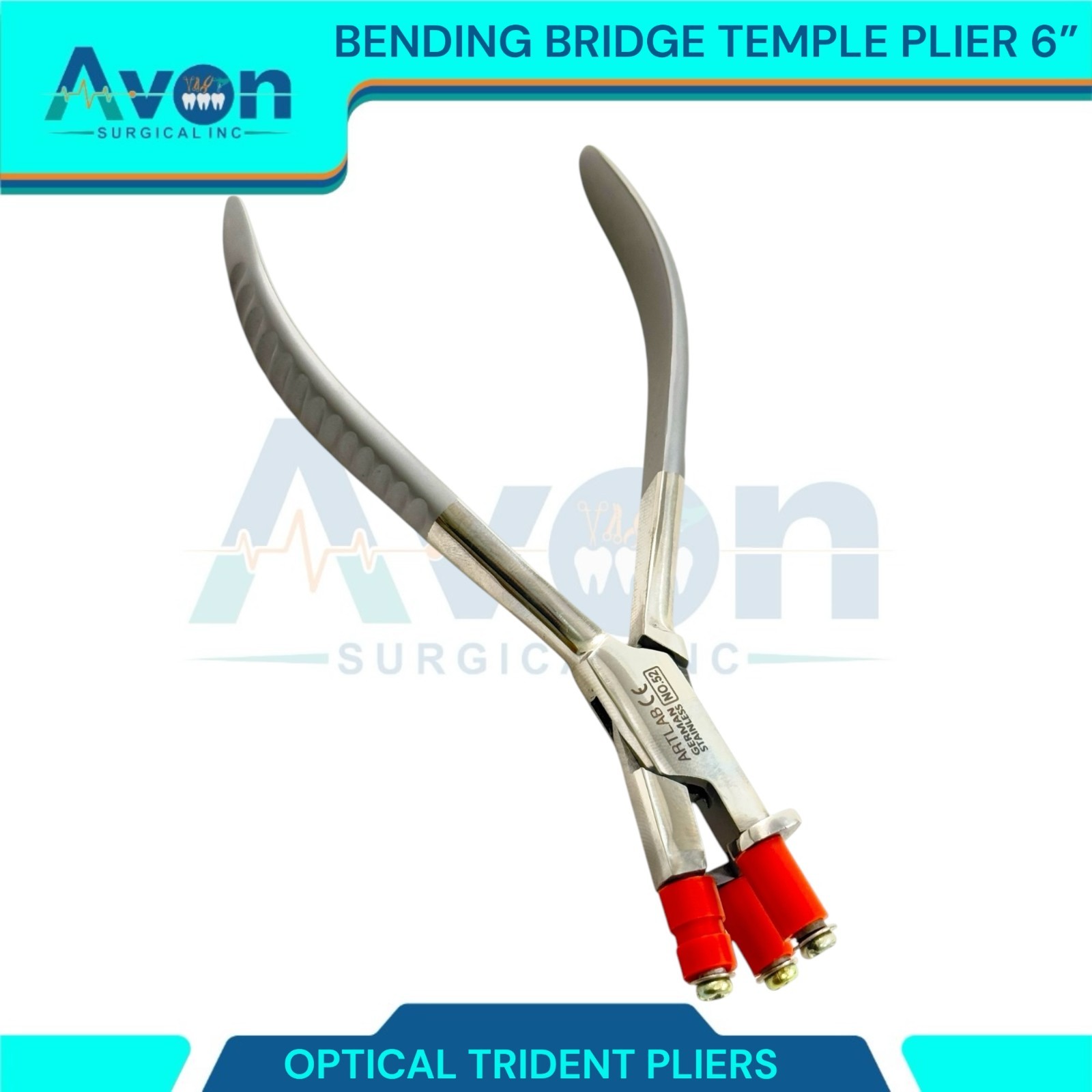 Non-Marring 3-Prong Optical Pliers 6″ – for Bending Frames, Temple, Bridge – 1pc