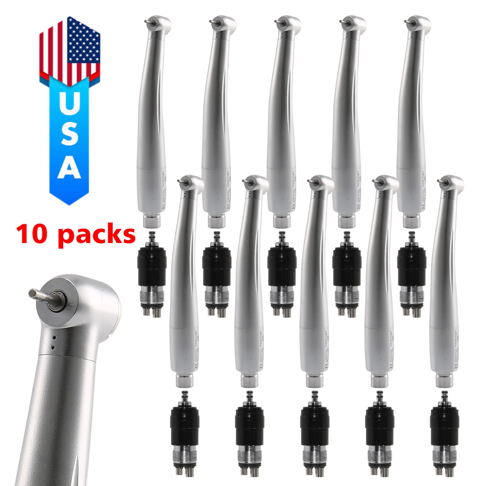 10* NSK Style Dental High Speed Turbine Handpiece W/ Quick Coupler 4 Hole YBNK4