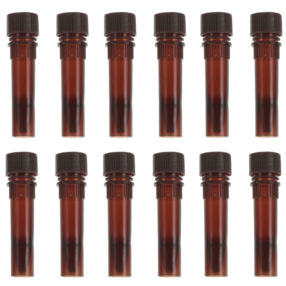 20Pcs Durable Plastic Test Tubes with Caps Brown Lightproof for Home Use