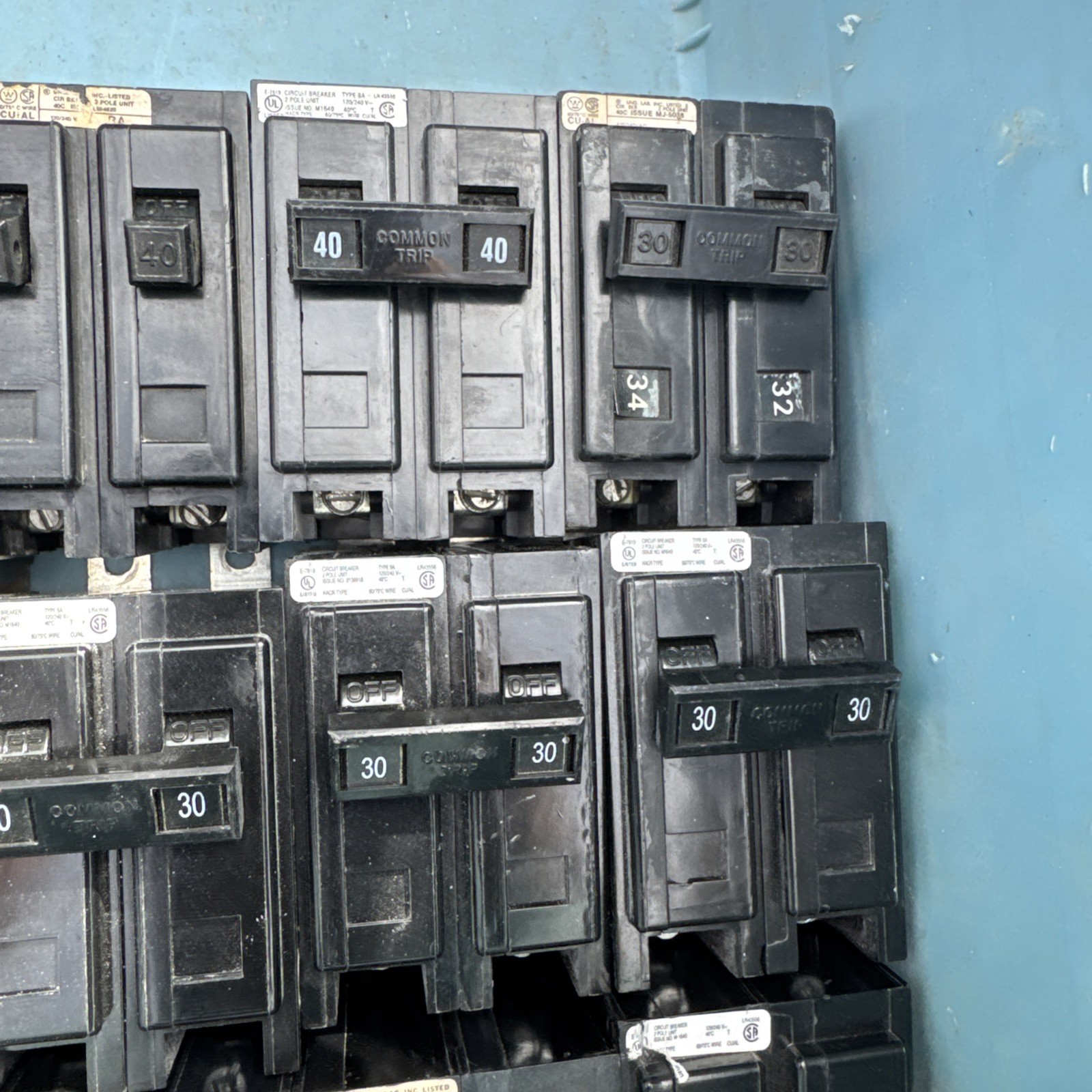 Lot of 27 Eaton Westinghouse Cutler Hammer 2P Circuit Breaker 15A 25A 30A 40A 50