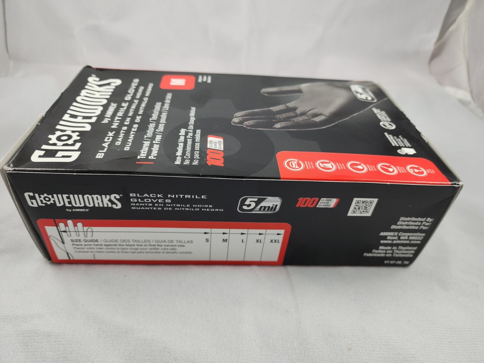 Gloveworks 5Mil Medium Nitrile Non medical Gloves-1box – Black (100-Gloves)