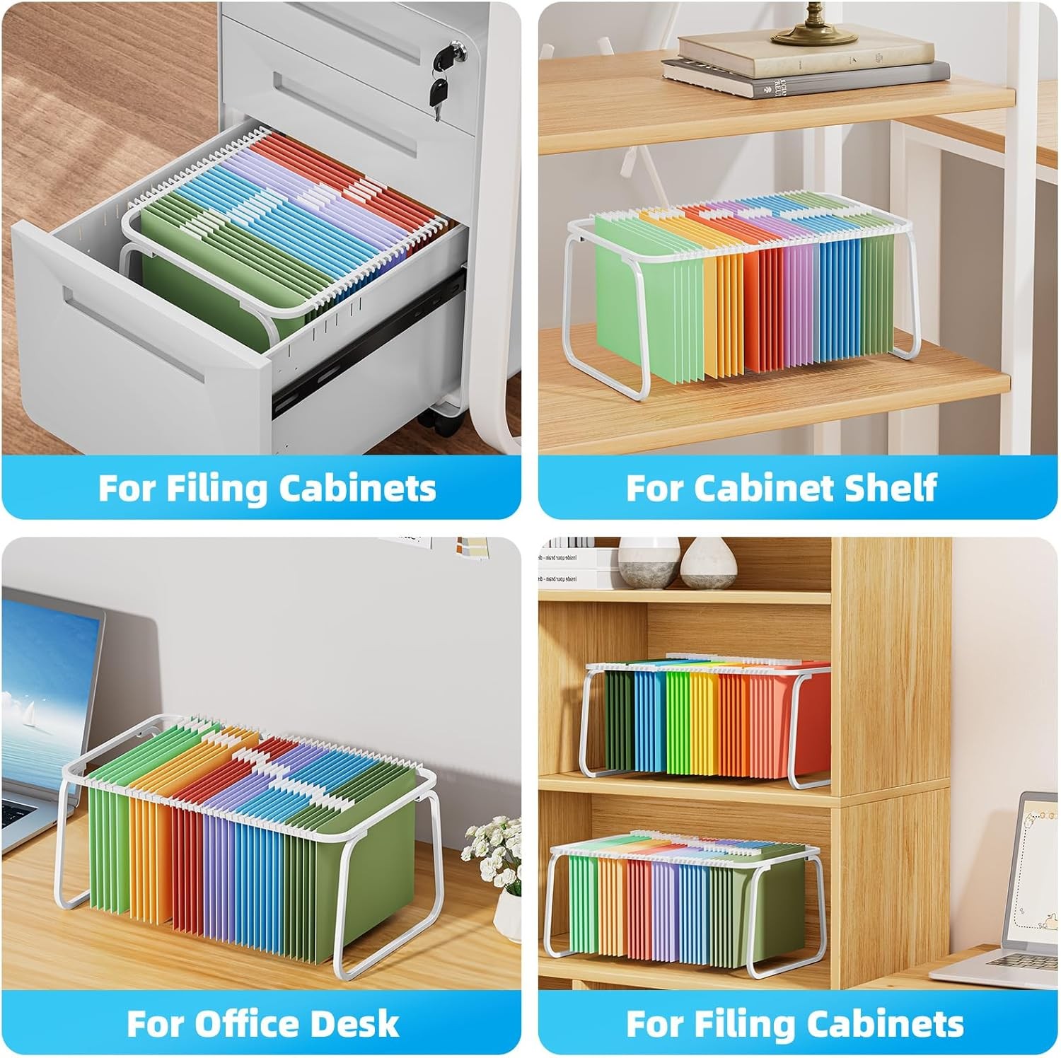 Hanging File Folder Frame, Adjustable Letter Size File Holder 16-25 Inches,