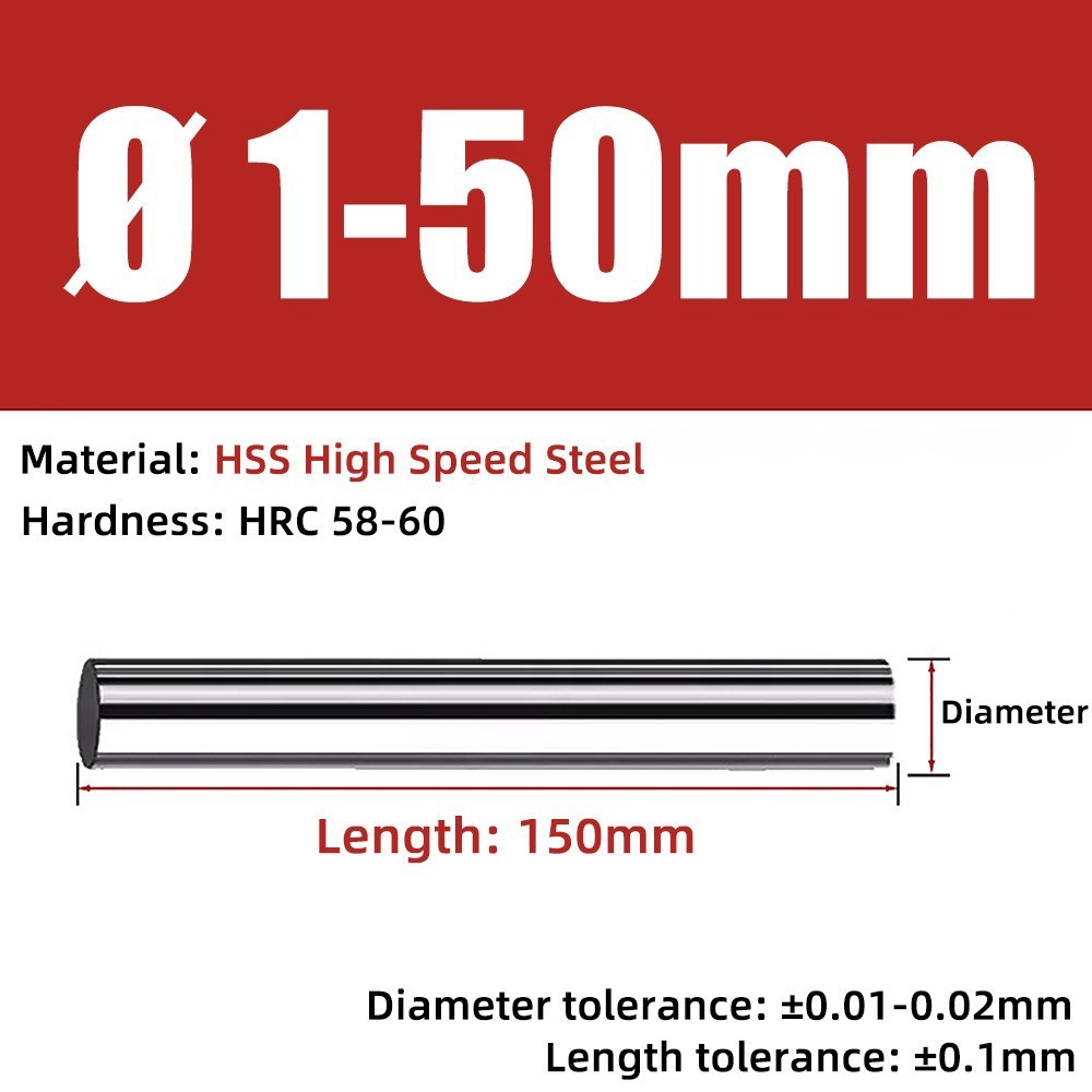 150mm HSS High Speed Steel Rod Ø 1mm – 50mm Round Bar Shaft Turning Tool Blank
