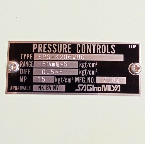 Saginomiya SPS-K206WUQ Pressure Controls