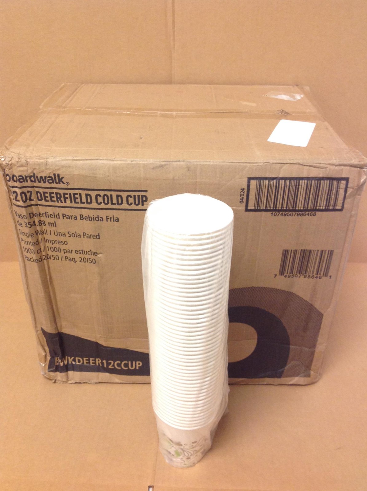 NEW Boardwalk BWKDEER12CCUP 12oz Deerfield Printed Paper Cold Cup, 1000/Box, QTY