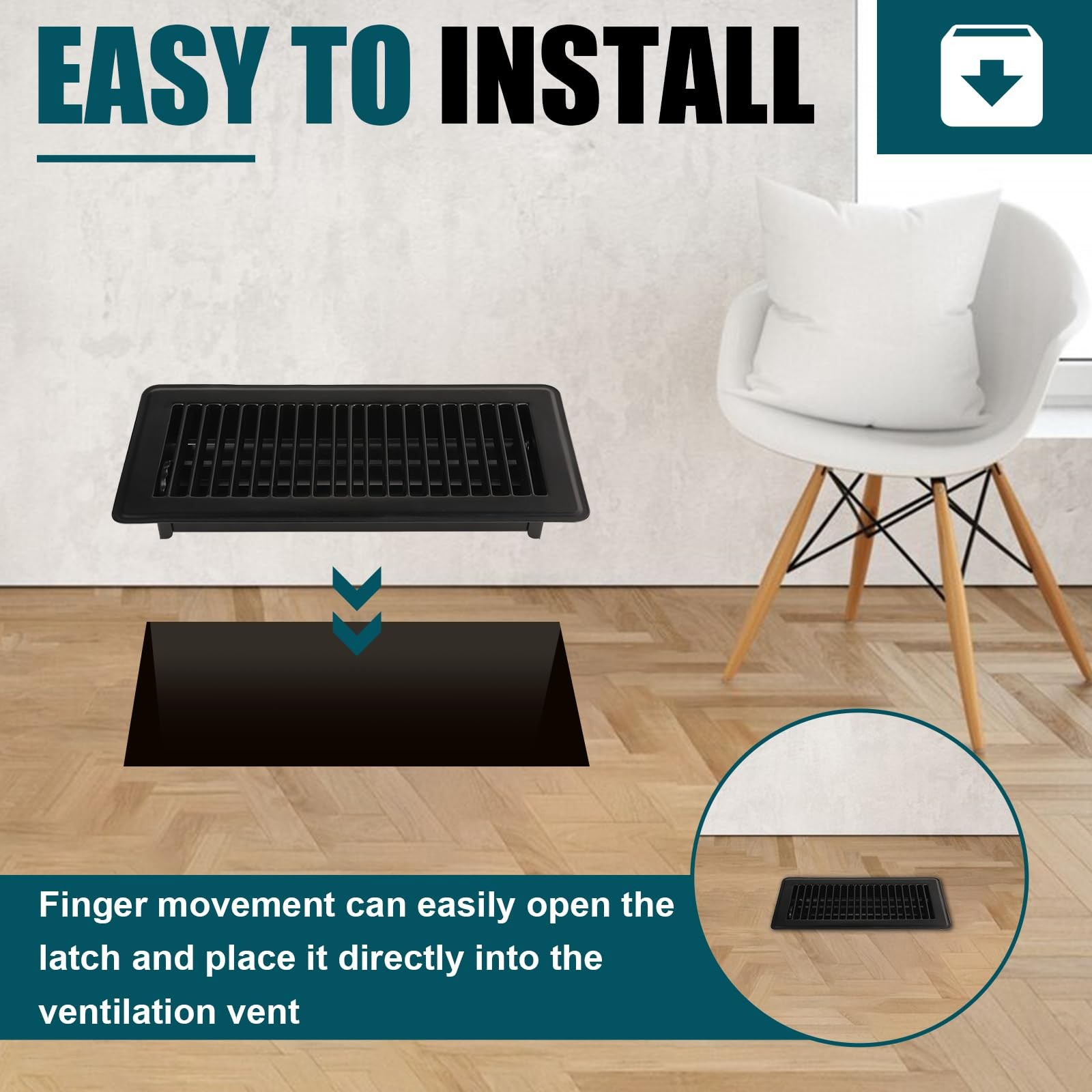 VOISEN Floor Register 4×10, 8 Pack Black Vent 4×10 Inches, 8PCS