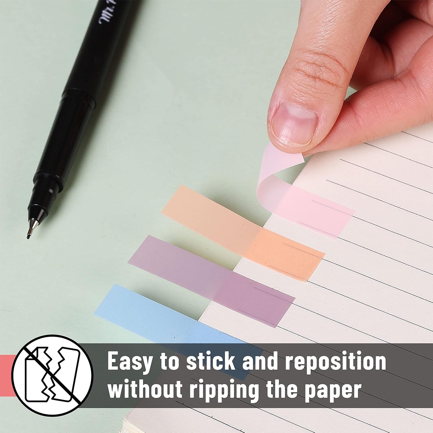 Colorful Sticky Tabs, 1600 Pcs, Transparent Page Markers, Annotating Book Tabs