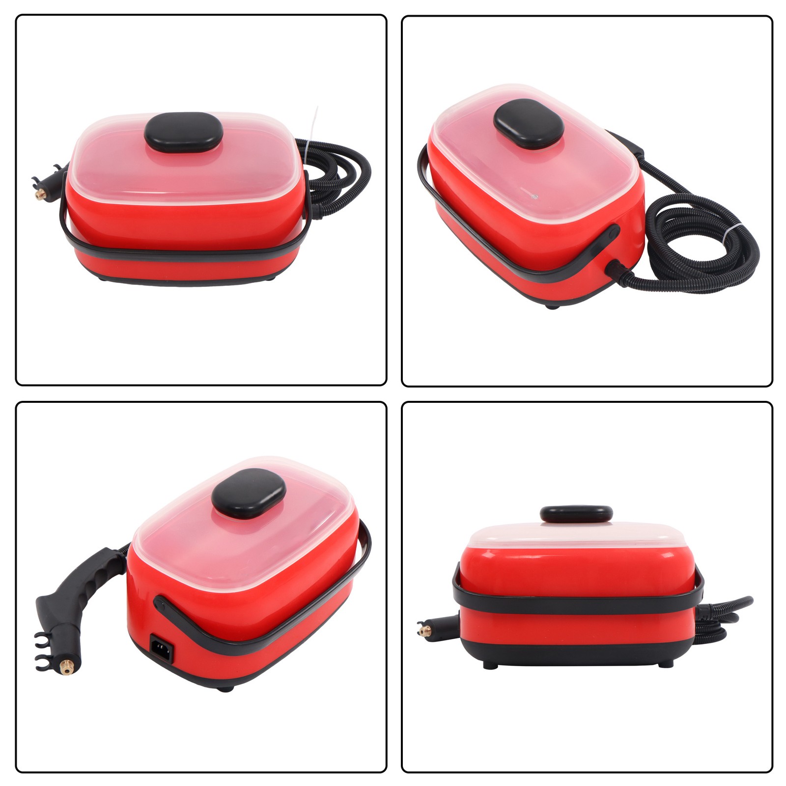 2500W Steam Cleaner Red Portable-Car Engine Degreasing&Tile Grout 1500ml 110V
