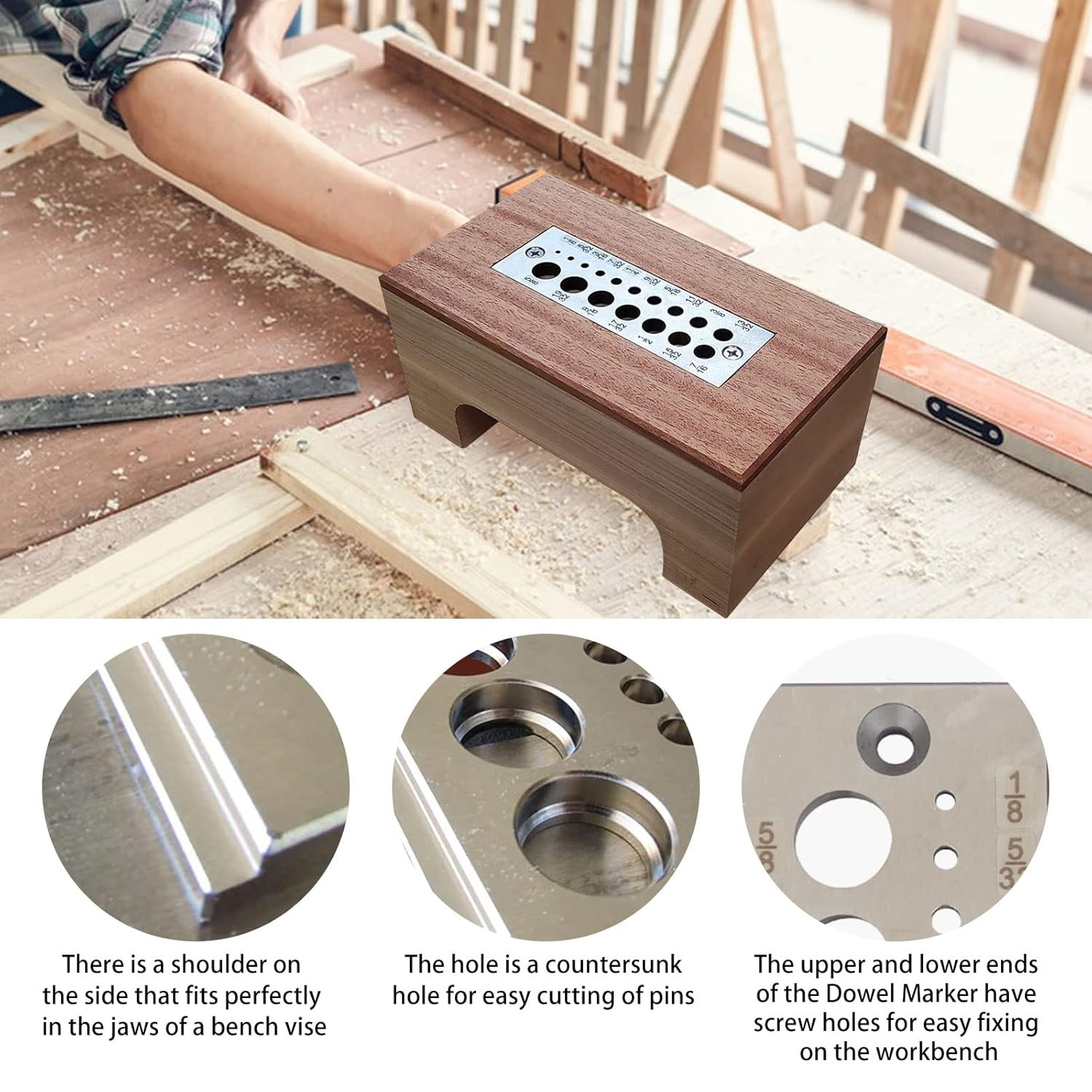 A2 Steel Dowel Plate for Softwoods and Hardwoods, 17 Holes, High Speed Steel
