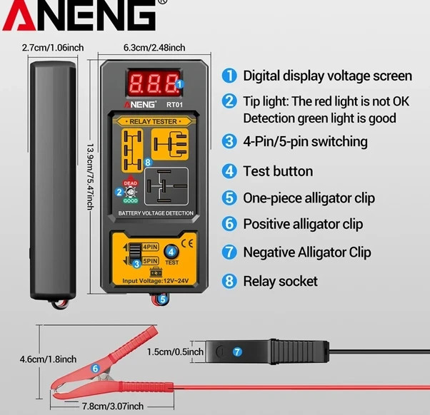 ANENG 12V Car Relay Tester Automotive Diagnostic Tool Electronic Battery Checker