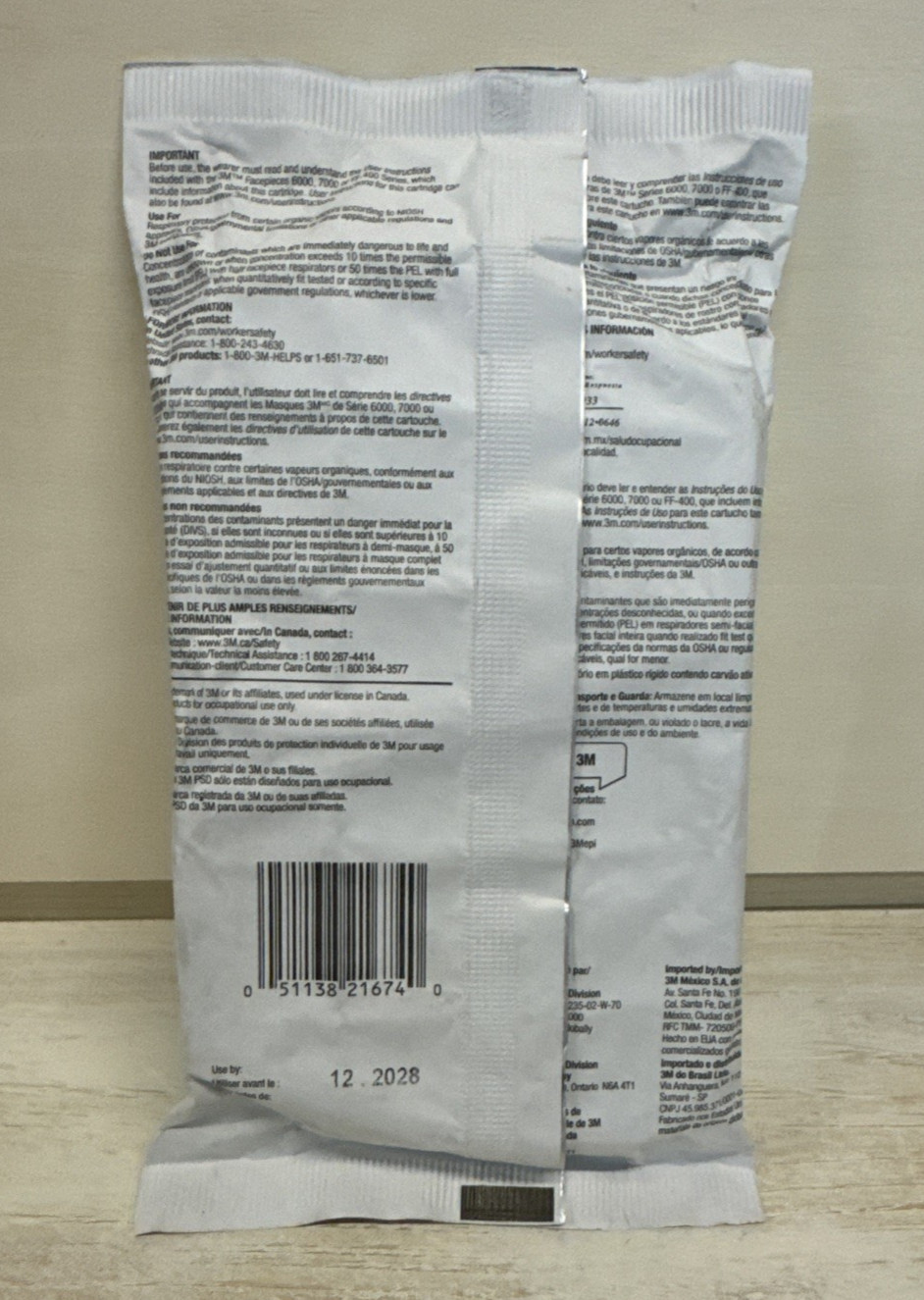 3M 60926 Multi Gas/Vapor Cartridge/Filter P1OO 1 Package of 2 Cartridges 12-2028