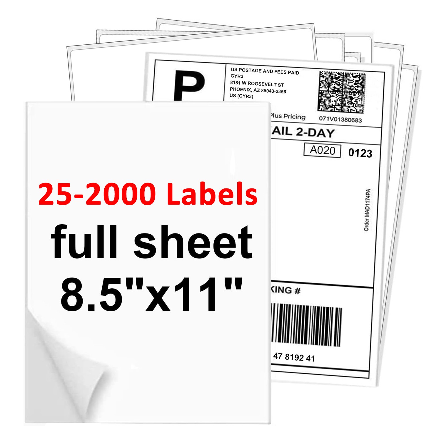 8.5″x11″ Full Sheet Shipping Labels Self Adhesive Blank Paper for Laser & Inkjet