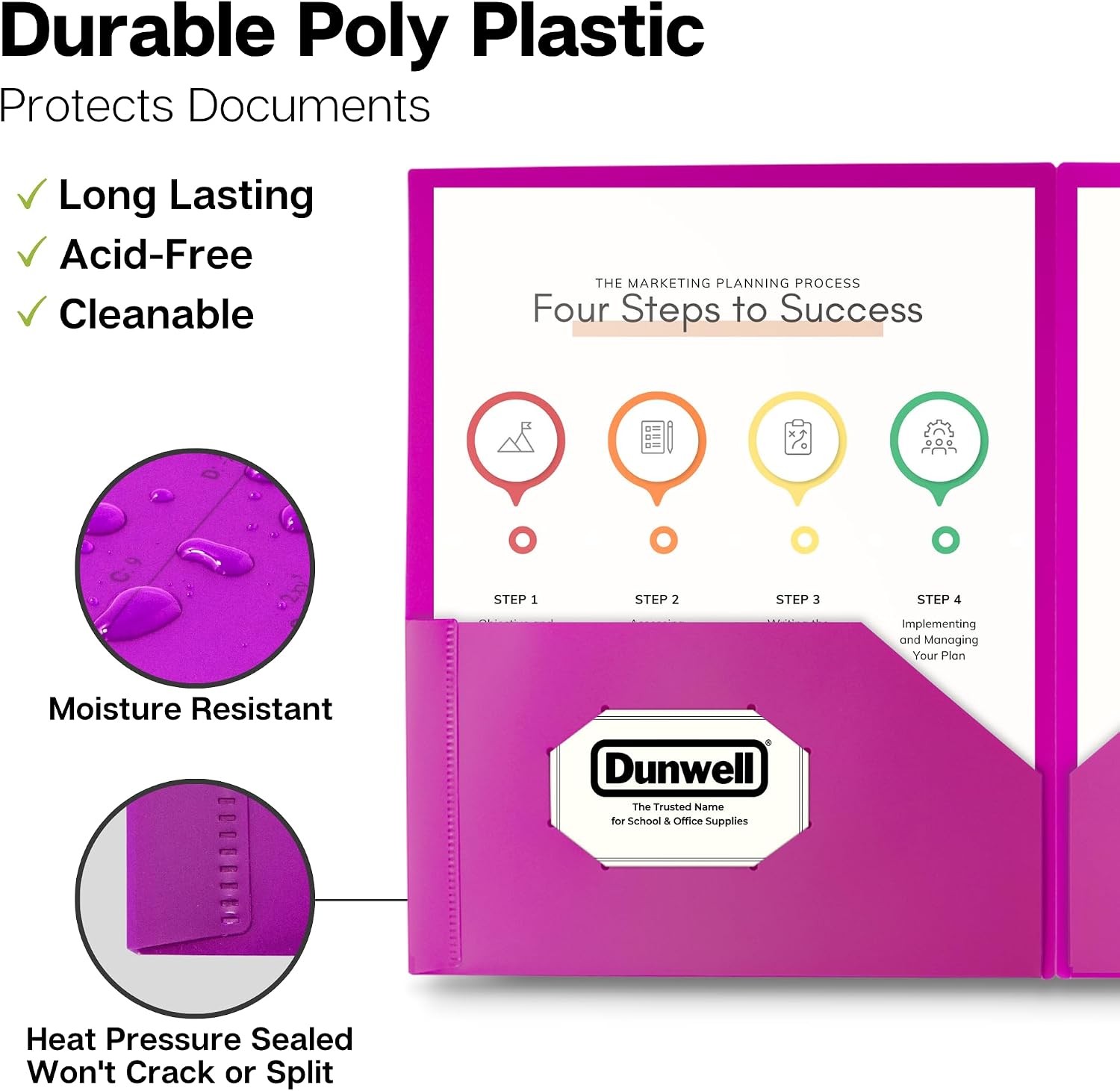 Plastic 2-Pocket Folders, 8.5×11, Assorted, 6 Pack, Poly