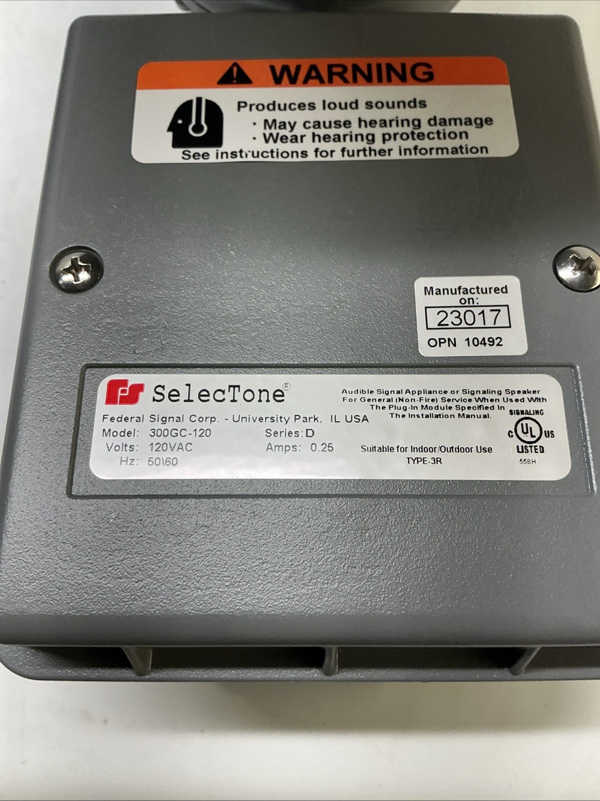 SelecTone 300GC-120 Fedral Signal Horn Ser D AA-689S