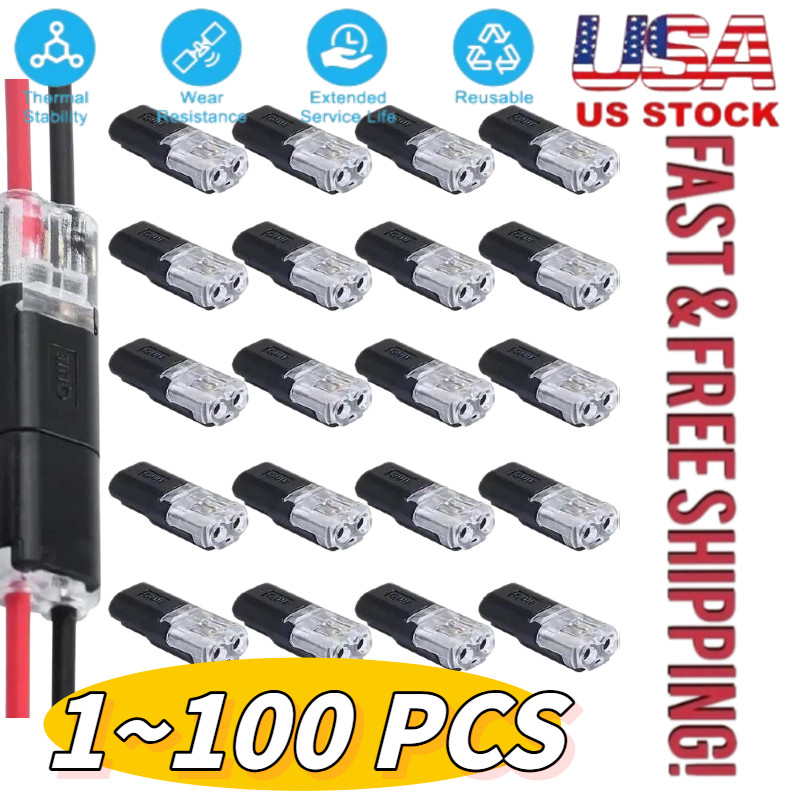 1-100pcs Double-Wire Plug-in Connector,Cable Clamp with Locking Buckle AWG 18-22