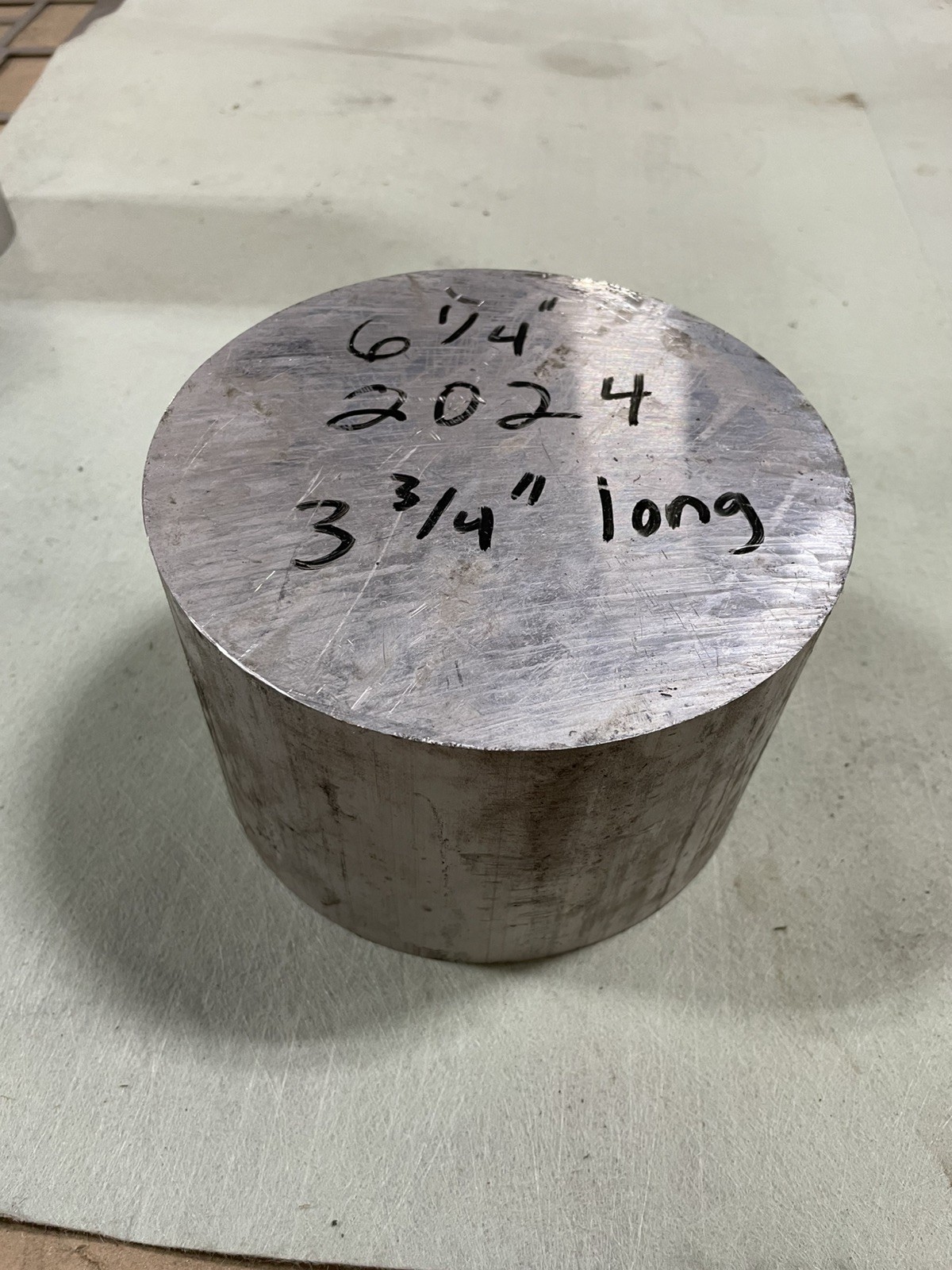 2024 T351 Aluminum Round Bar 6-1/4″ Diameter x 3.75″ Long – 6.250″ Dia Rod 3-3/4