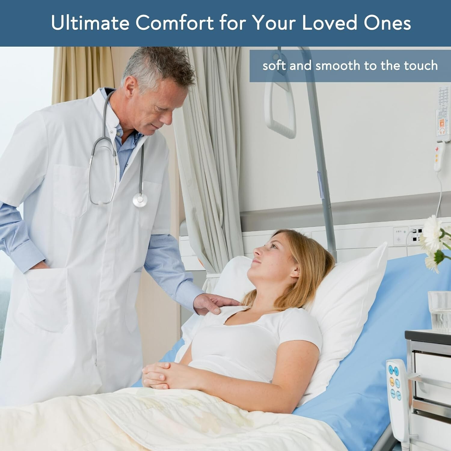 Hospital Bed Sheets Fitted 36×84/36×80 Blue Soft for Home/Care Beds/Medical Use