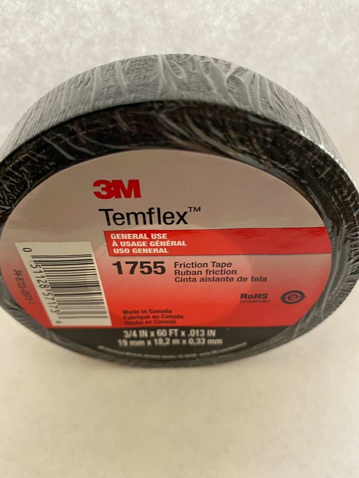 3M Temflex #1755 Rubber Cotton Friction Grip Tape 3/4″ x 60 ft