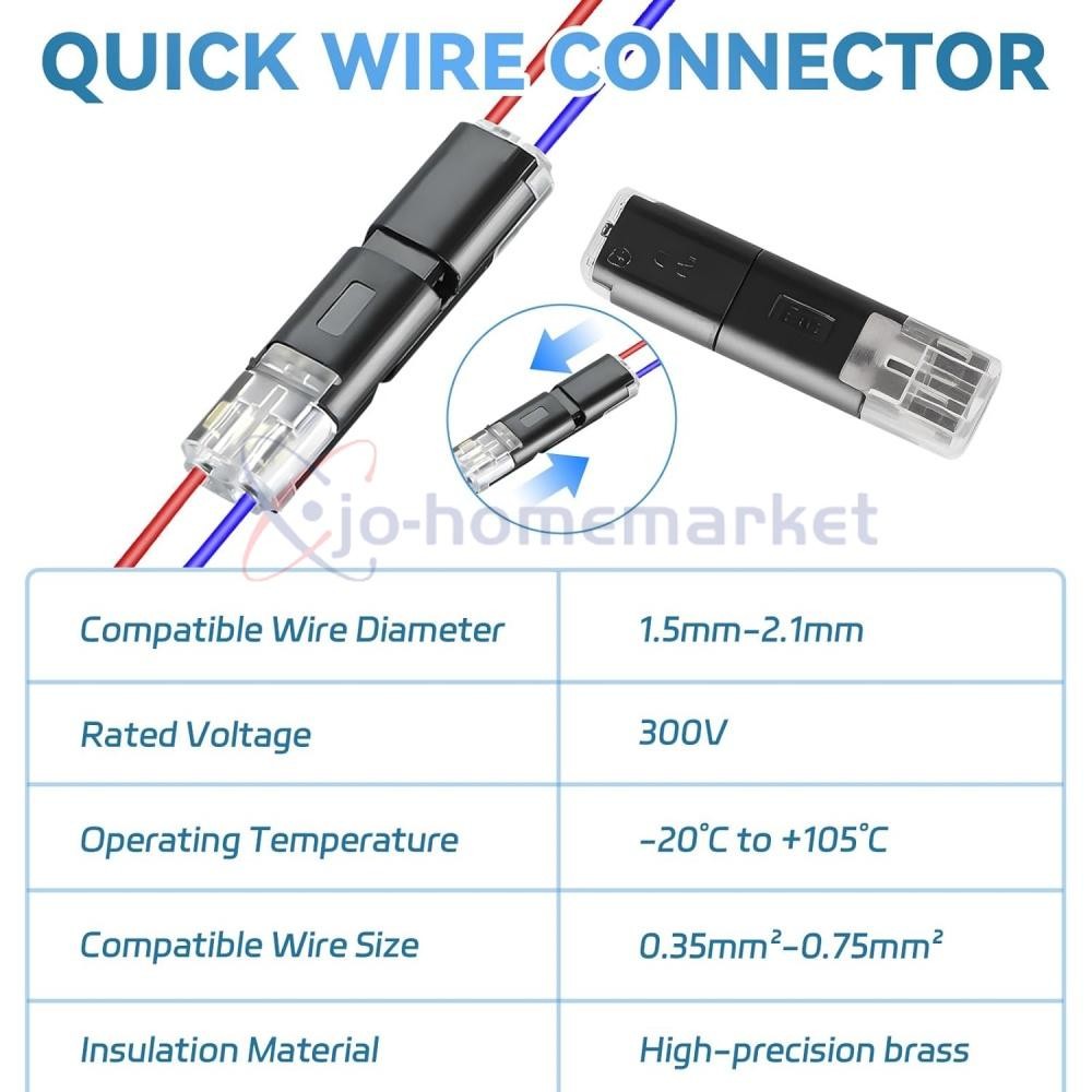 50PCS Double-Wire Plug-in Cable Snap Connector Terminal Block w/ Locking Buckle
