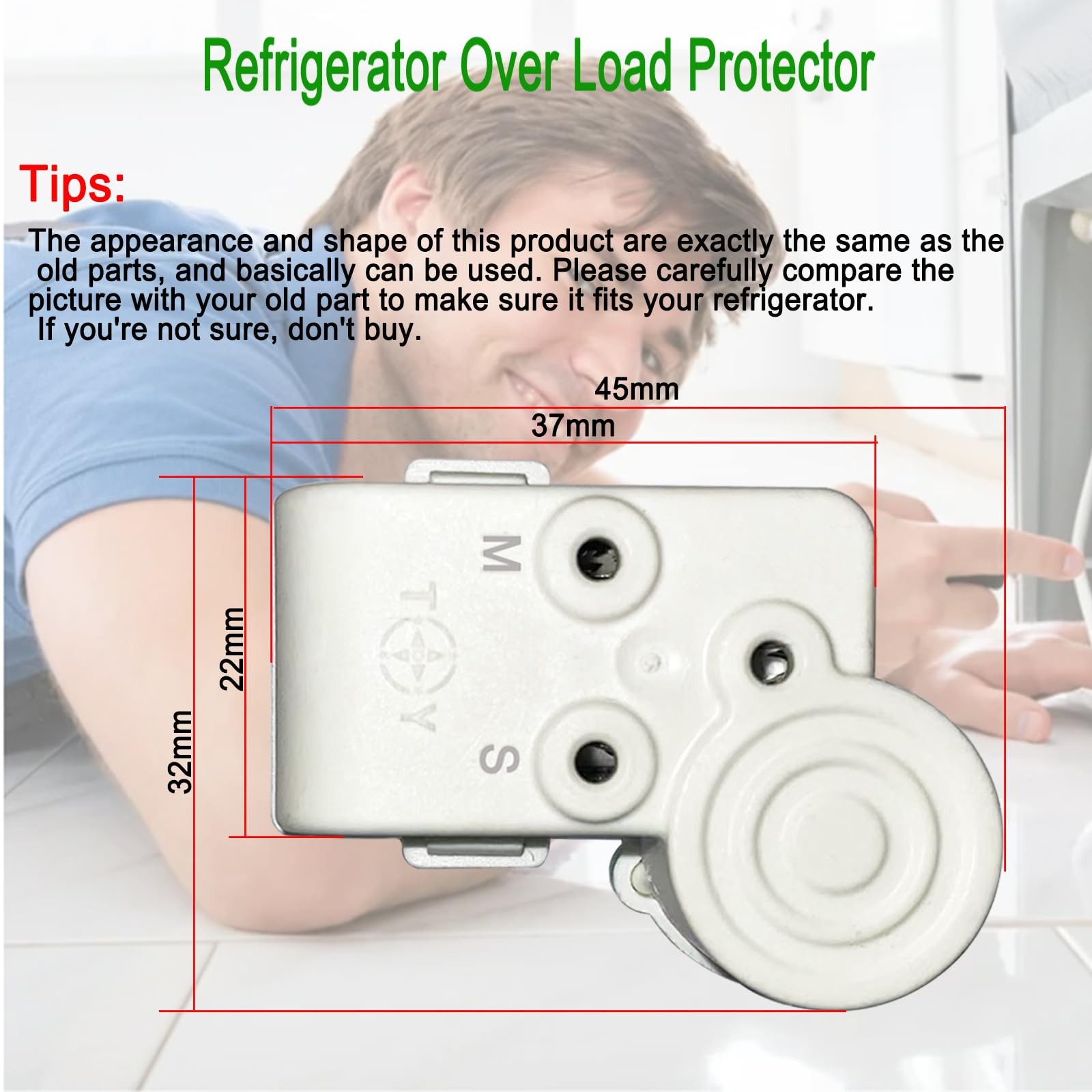 Refrigerator Freezer Compressor PTC Starter Relay, 4 Pins Over Load…