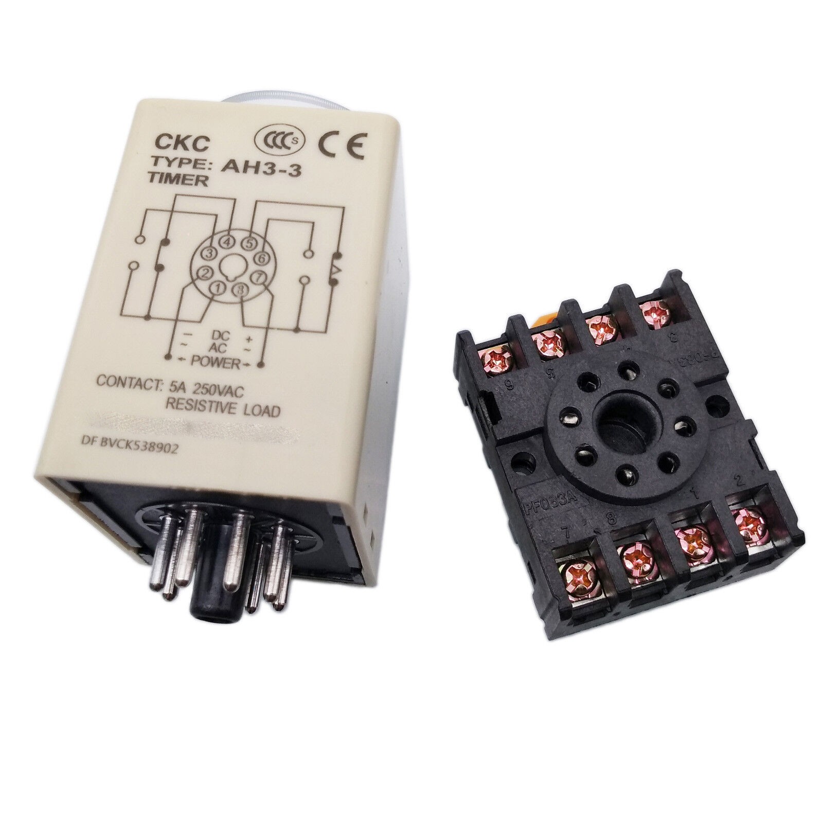 US Stock AH3-3 0-60 Minutes 8 Pin Housing Delay Timer Time Relay 12VDC + Base