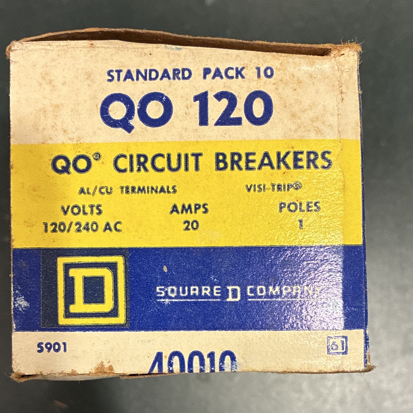 Square D QO120 Circuit Breaker 20A 1-Pole 120/240VAC Trip Indicator 10 Pack