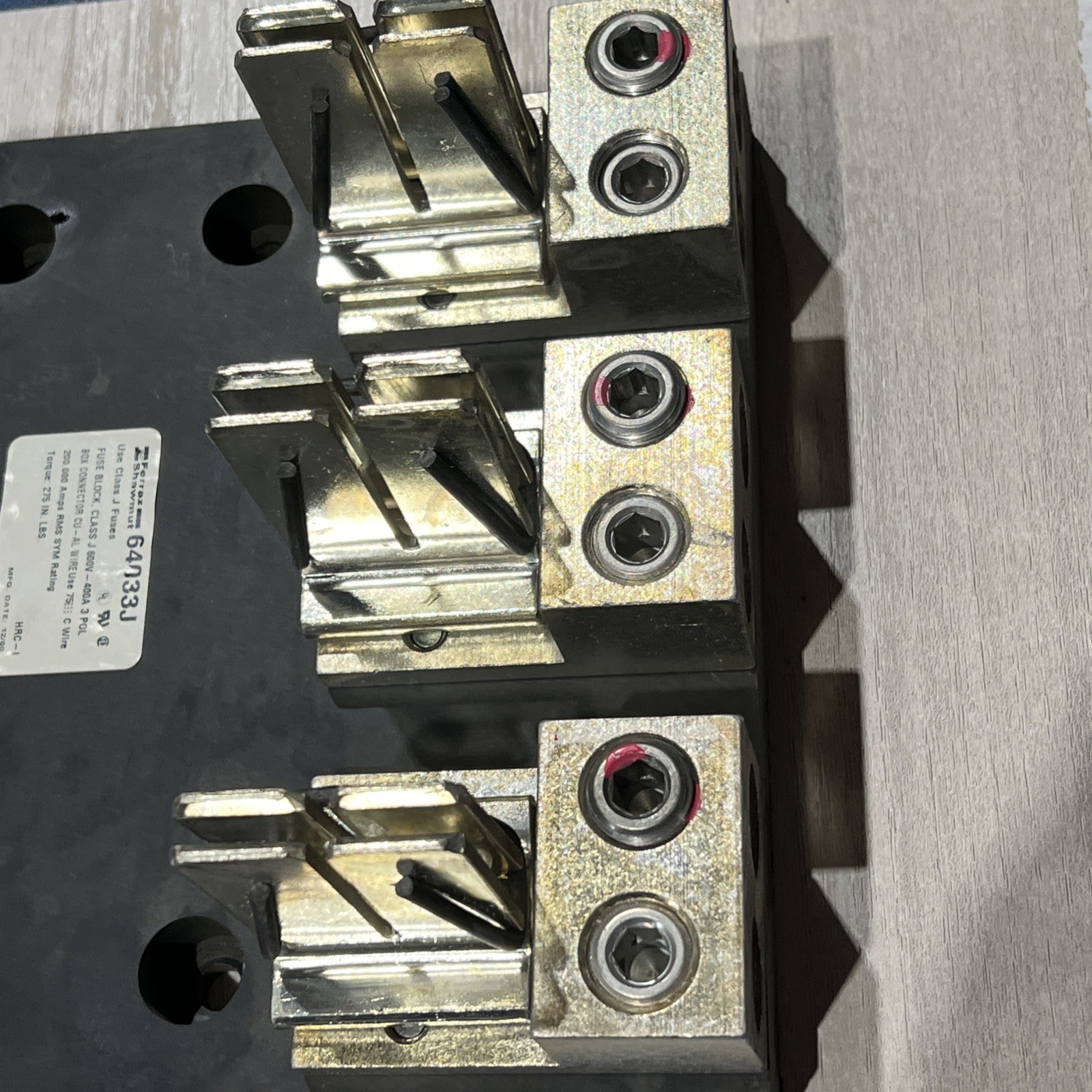 🔥Ferraz Shawmut 64033J Fuse Block 3P 600V 400A Class J, Used, Free Shipping🇺🇸