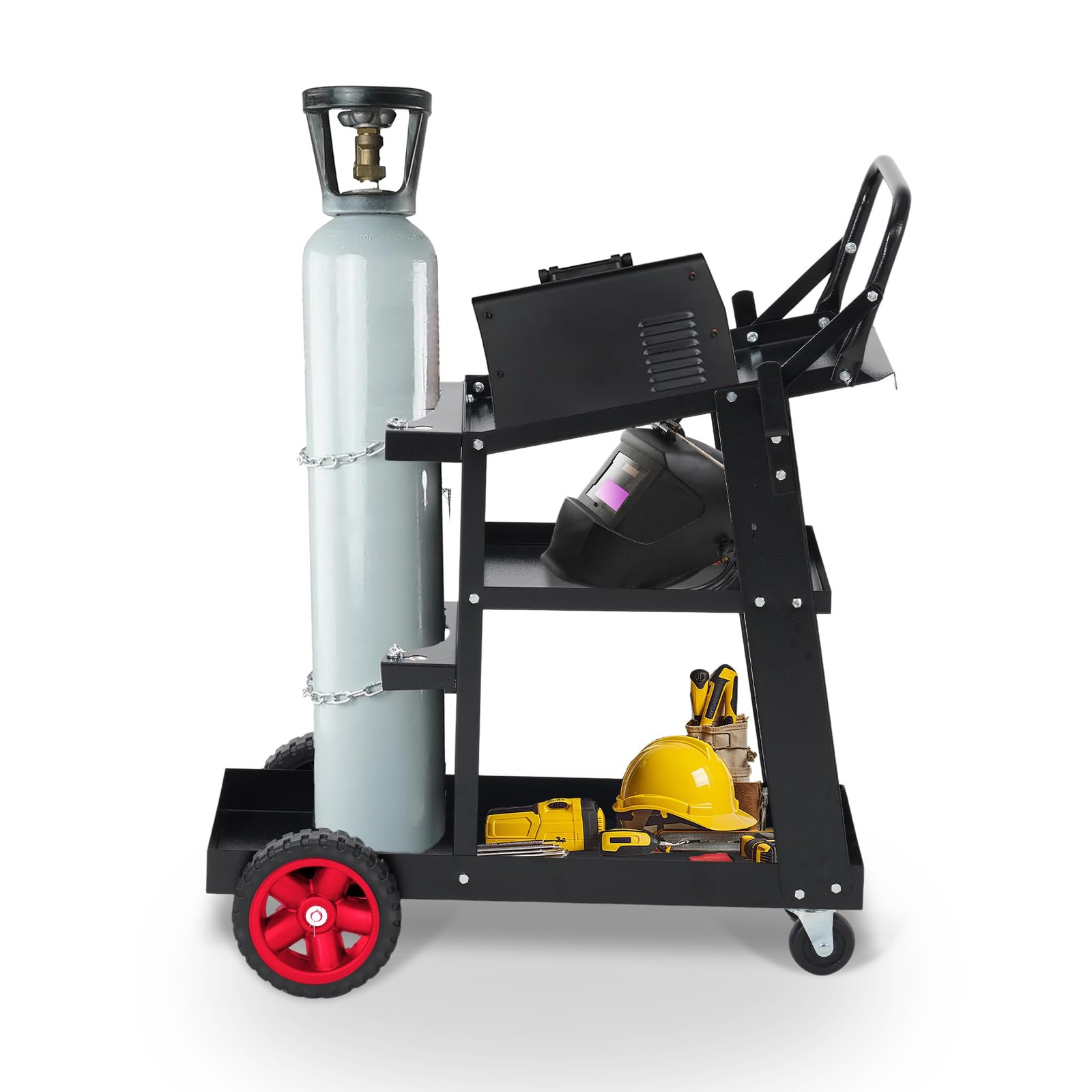 Welding Cart ,3-Tier Heavy Duty Rolling Welder Cart for TIG ,MIG ,Plasma Cutter