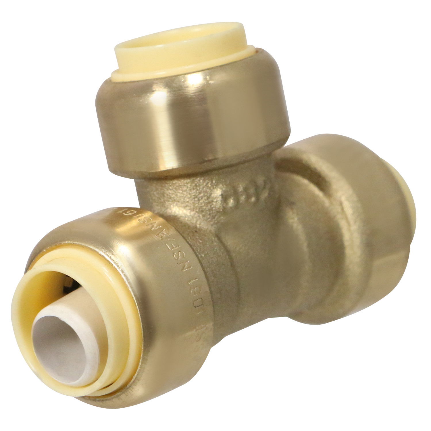 10) 1/2″ Push-Fit Tee w. 1 Free Removing Clip, Lead Free Brass