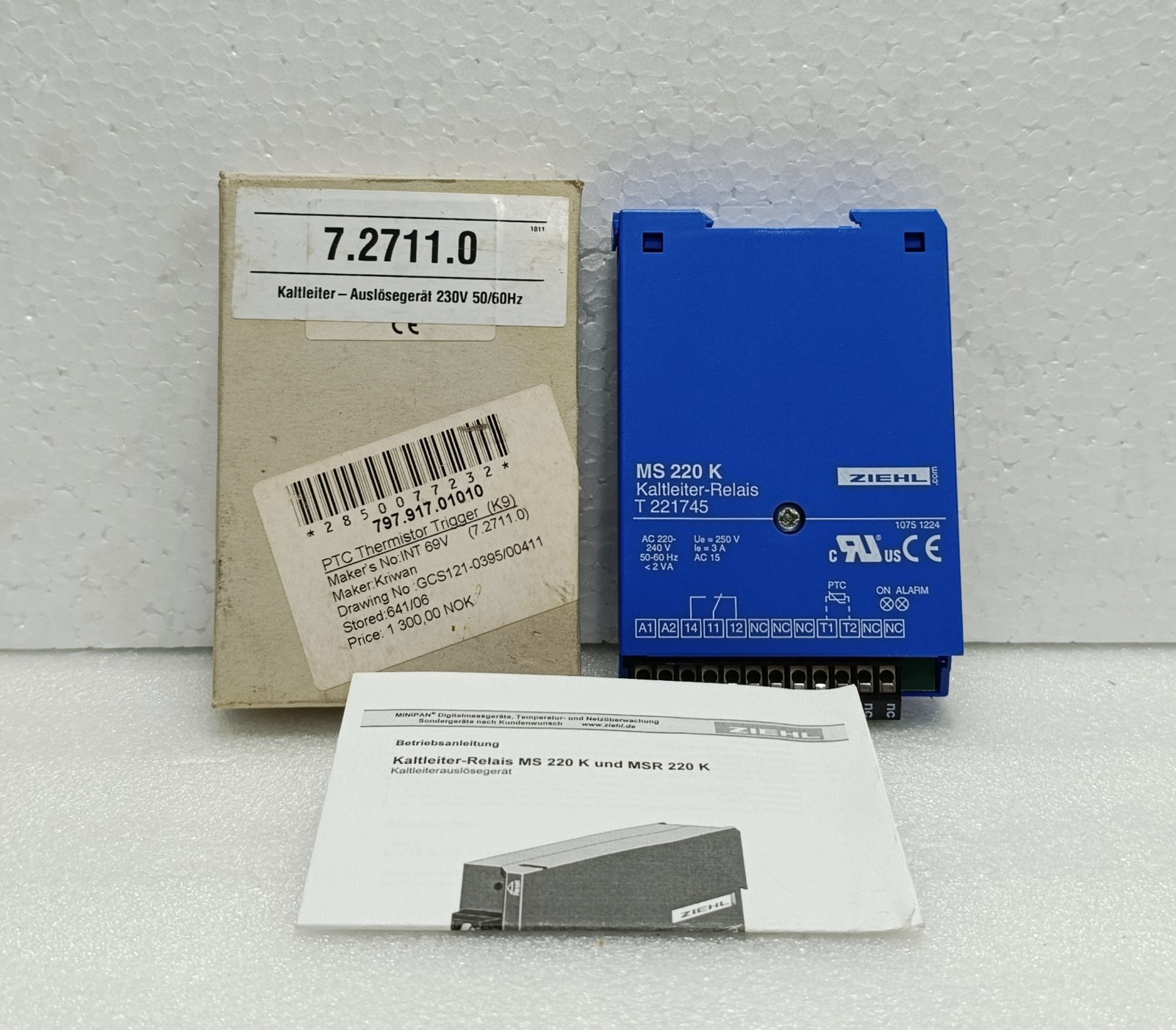 ZIEHL MS 220 K PTC Thermistor Cold Conductor Motor Protection Relay T 221745