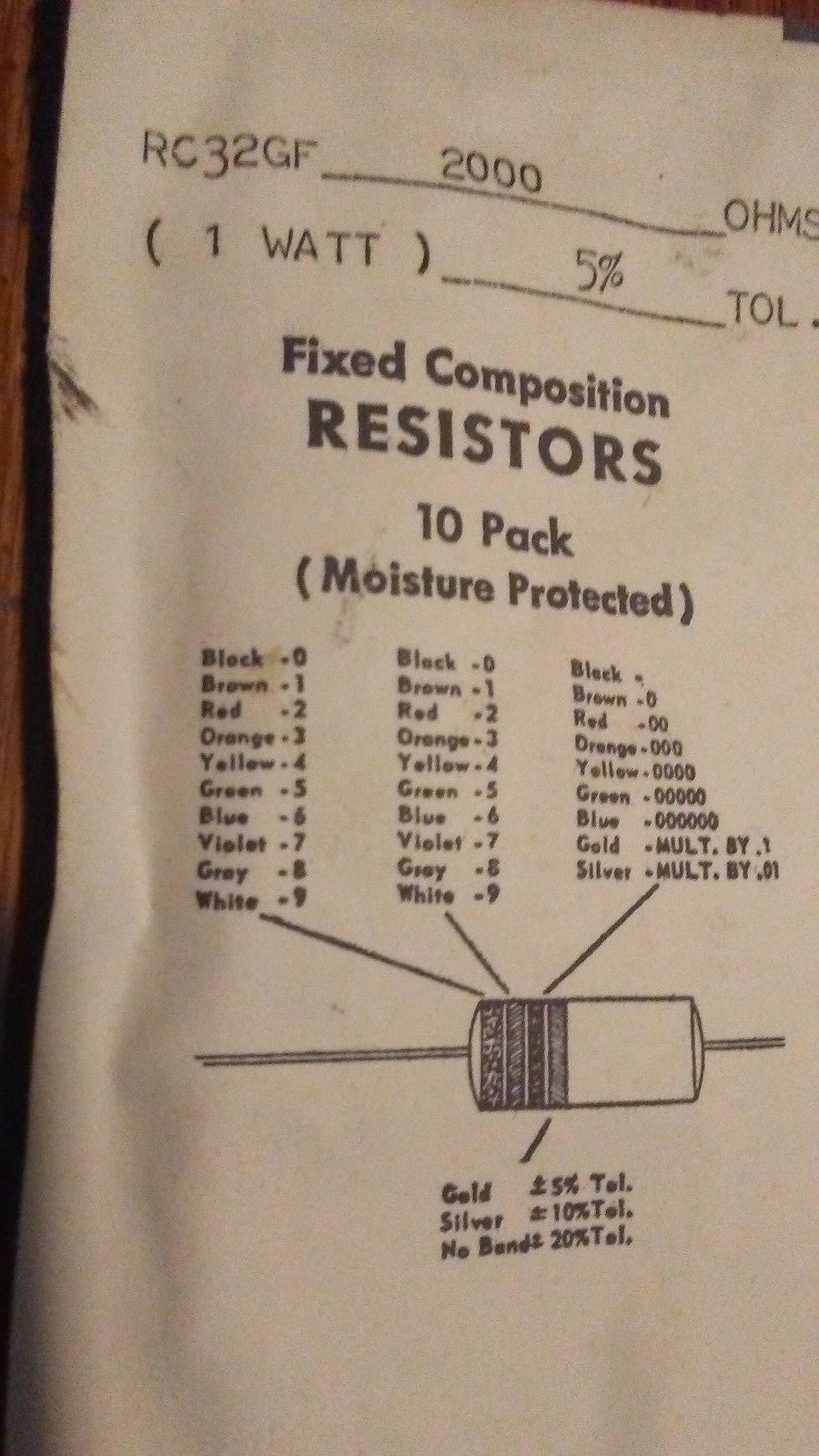 10 Pc. RC32GF 1W 5% 2000 OHMS Resistors Sealed!