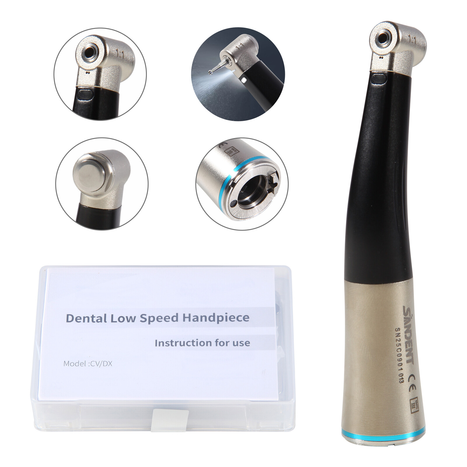 1-5* NSK Style Dental Fiber Optic 1:1 Contra Angle Handpiece Inner Push E-Type