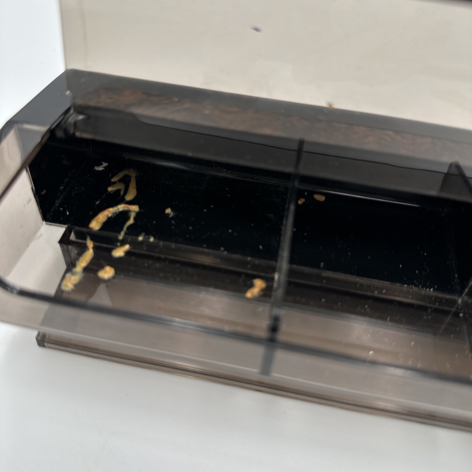 1980s Plastic Black with Faux Wood Desk Caddy Clear Smoke Organizer Hong Kong