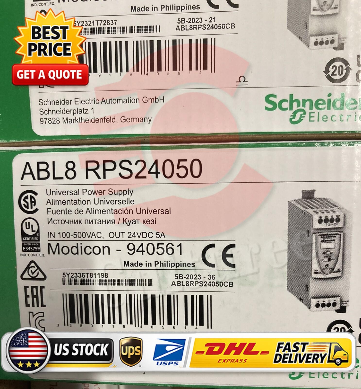 New In Box Schneider ABL8RPS24050 24V 5A Power Supply