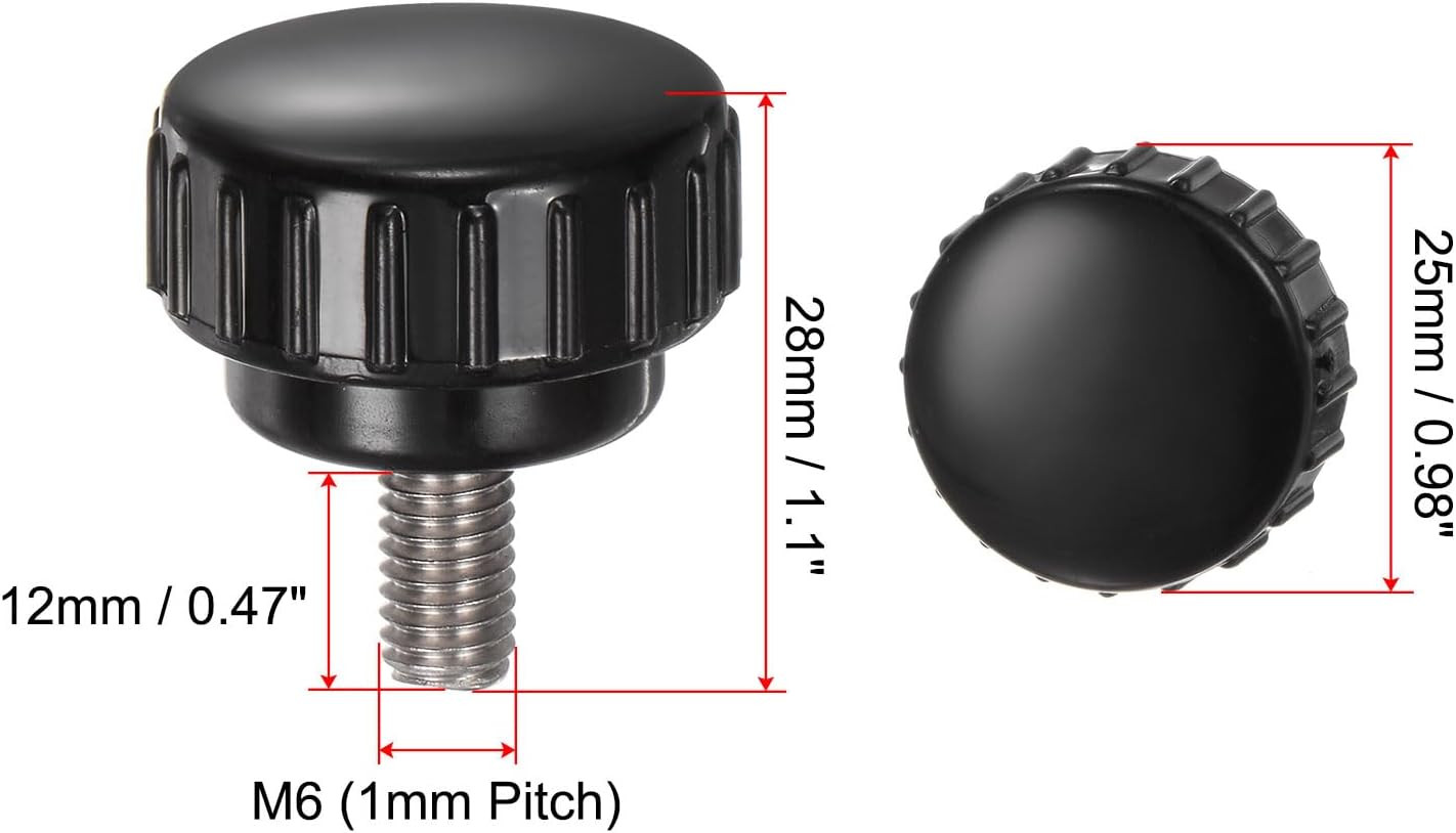 4Pcs Knurled Clamping Knobs M6 X 12Mm Metric 304 Stainless Steel Male Thread Thu