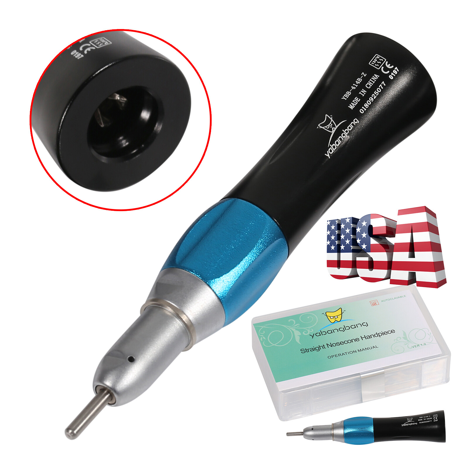 1-5 USA NSK Style Dental Slow Low Speed Straight Nosecone Handpiece E-type Color