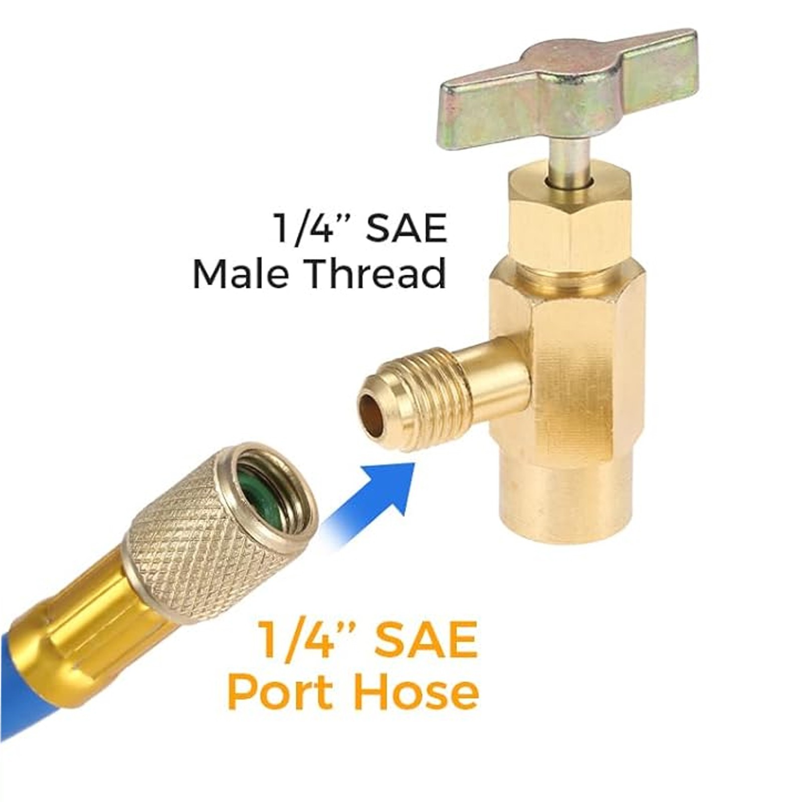 Refrigerant Can Tap Valve R1234YF Self Sealing Bottle Opener R134A Adapter 1/4″